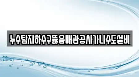누수탐지하수구뚫음배관공사가나수도설비