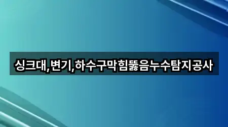 싱크대,변기,하수구막힘뚫음누수탐지공사